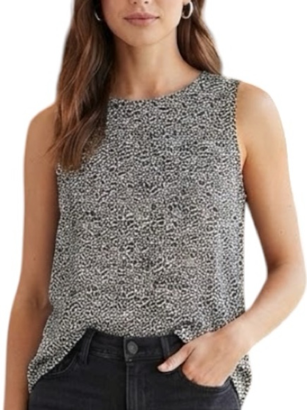 T BY TALBOTS Cheetah Print Keyhole Back Tank Top Size LP